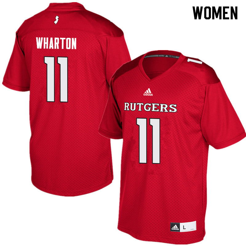 Women #11 Isaiah Wharton Rutgers Scarlet Knights College Football Jerseys Sale-Red